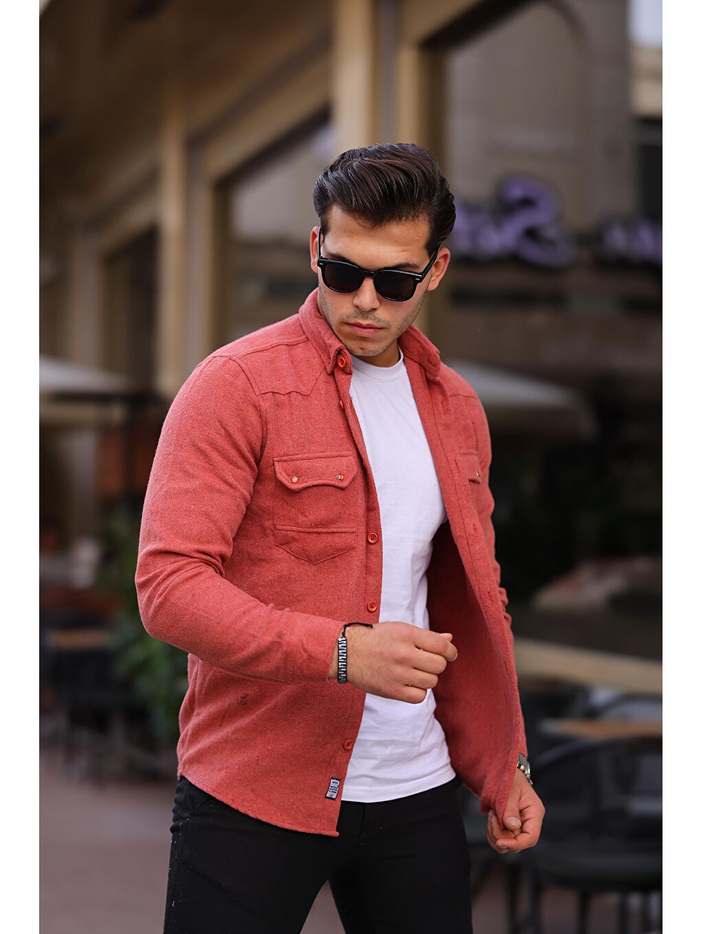 Kahverengi Cep Detay Kışlık Gömlek MAR 4175-1