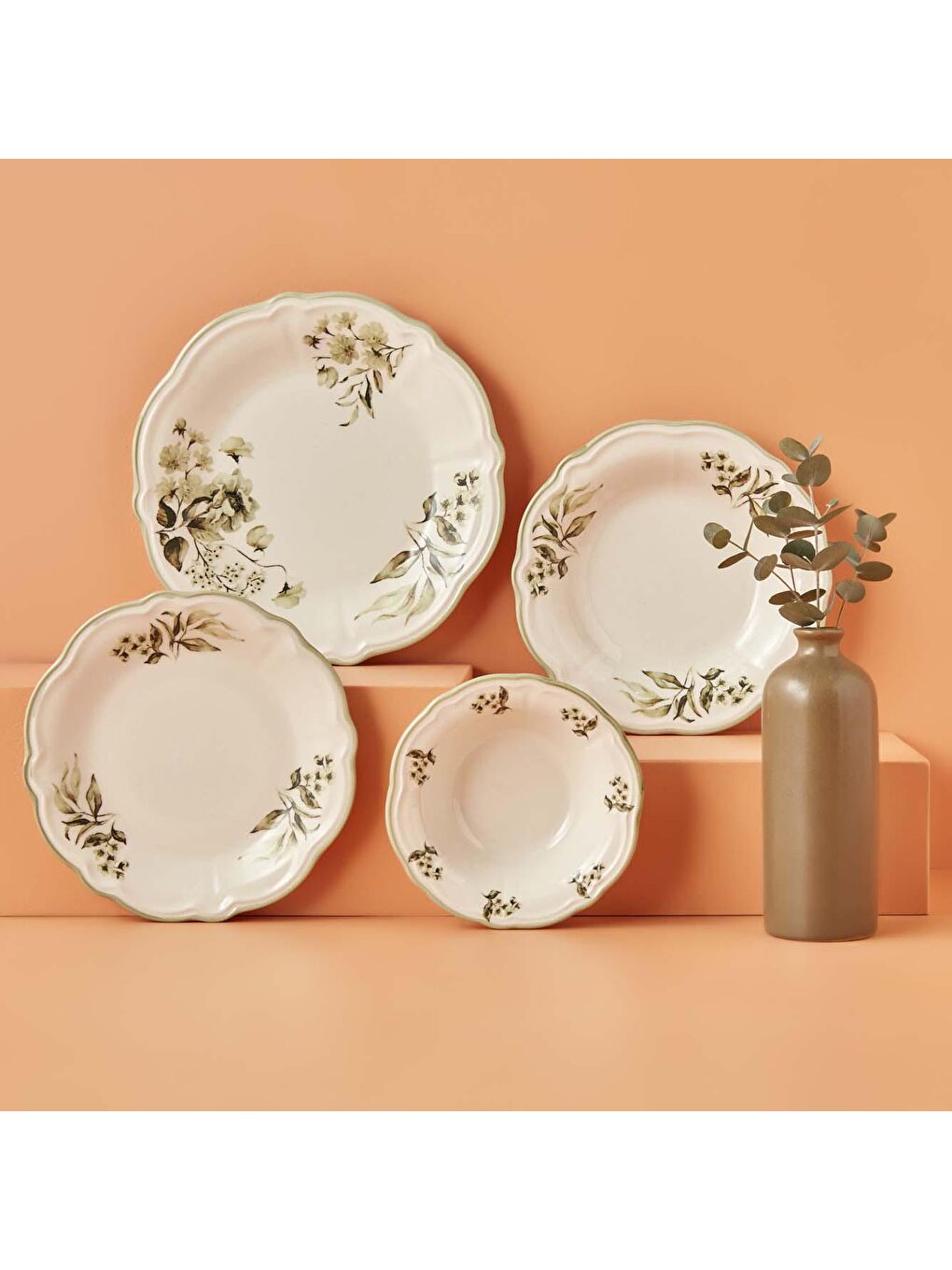 Bella Maison Julia Stoneware 48 Parça 12 Kişilik Yemek Takımı Yeşil