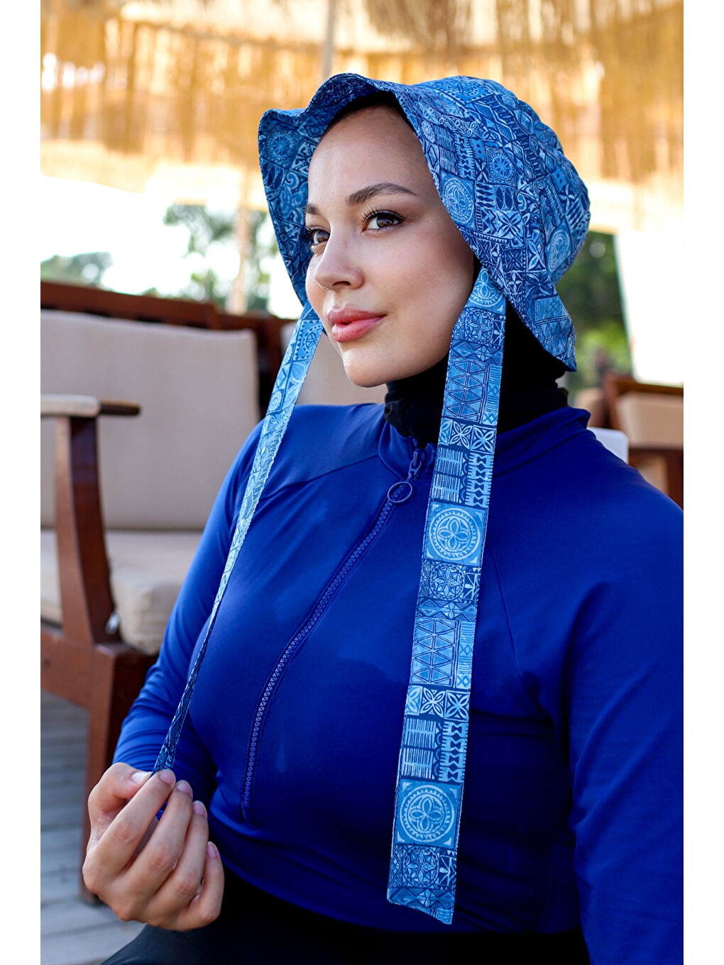 Lacivert Remsa Bağlamalı Bucket Şapka RŞBUC-02 Rabia