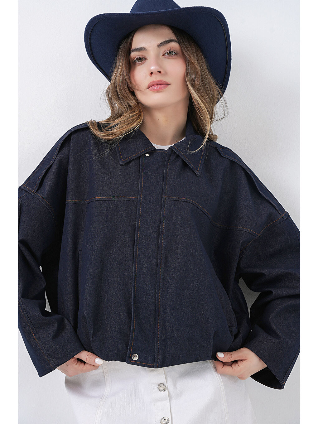 Kadın Jean Bomber Ceket 0737 - Lacivert