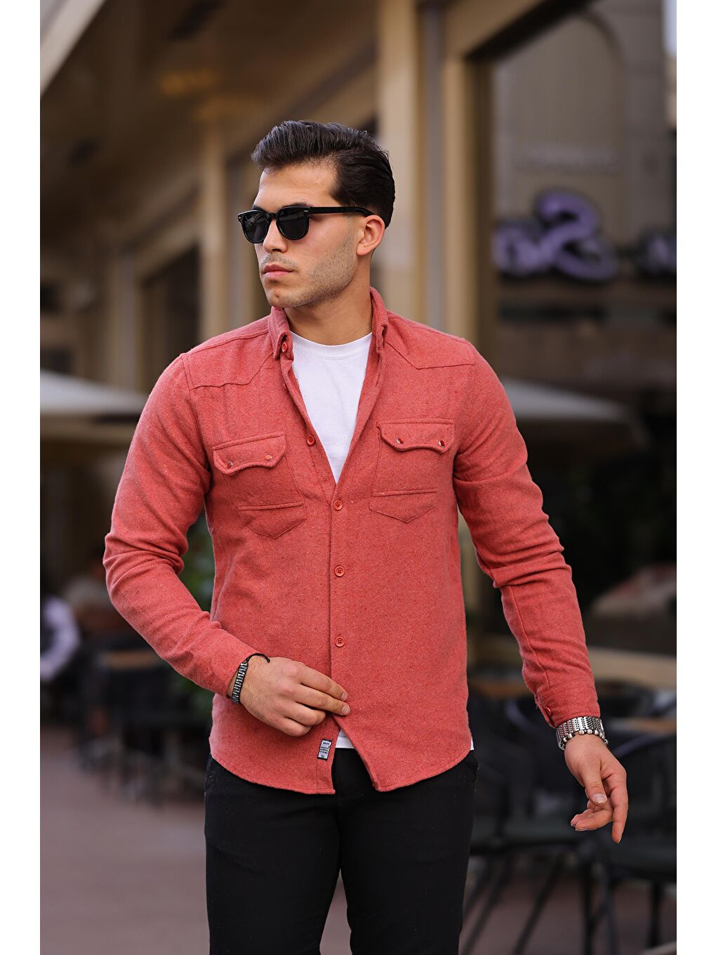 Kahverengi Cep Detay Kışlık Gömlek MAR 4175-2