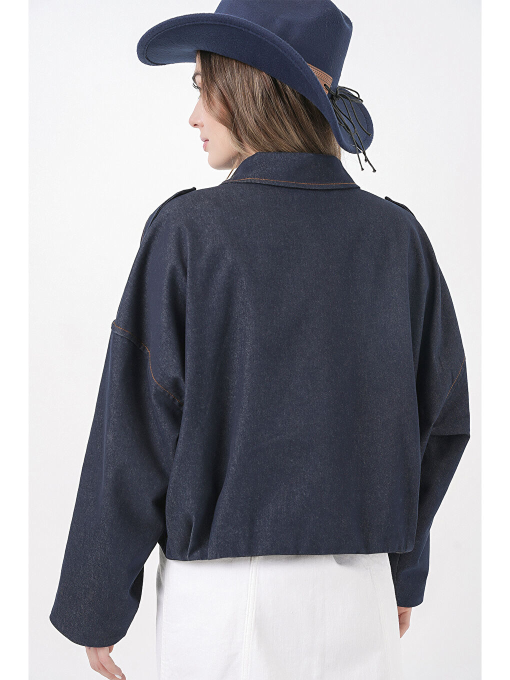 Kadın Jean Bomber Ceket 0737 - Lacivert-6