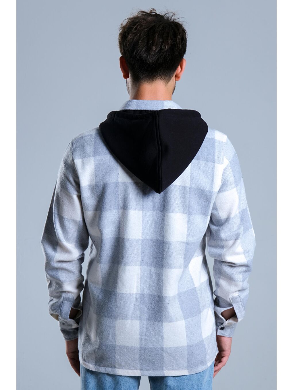 Ekru Çıkarılabilir Kapüşonlu Cepli Kışlık Erkek Oduncu Gömlek MAR4170-3