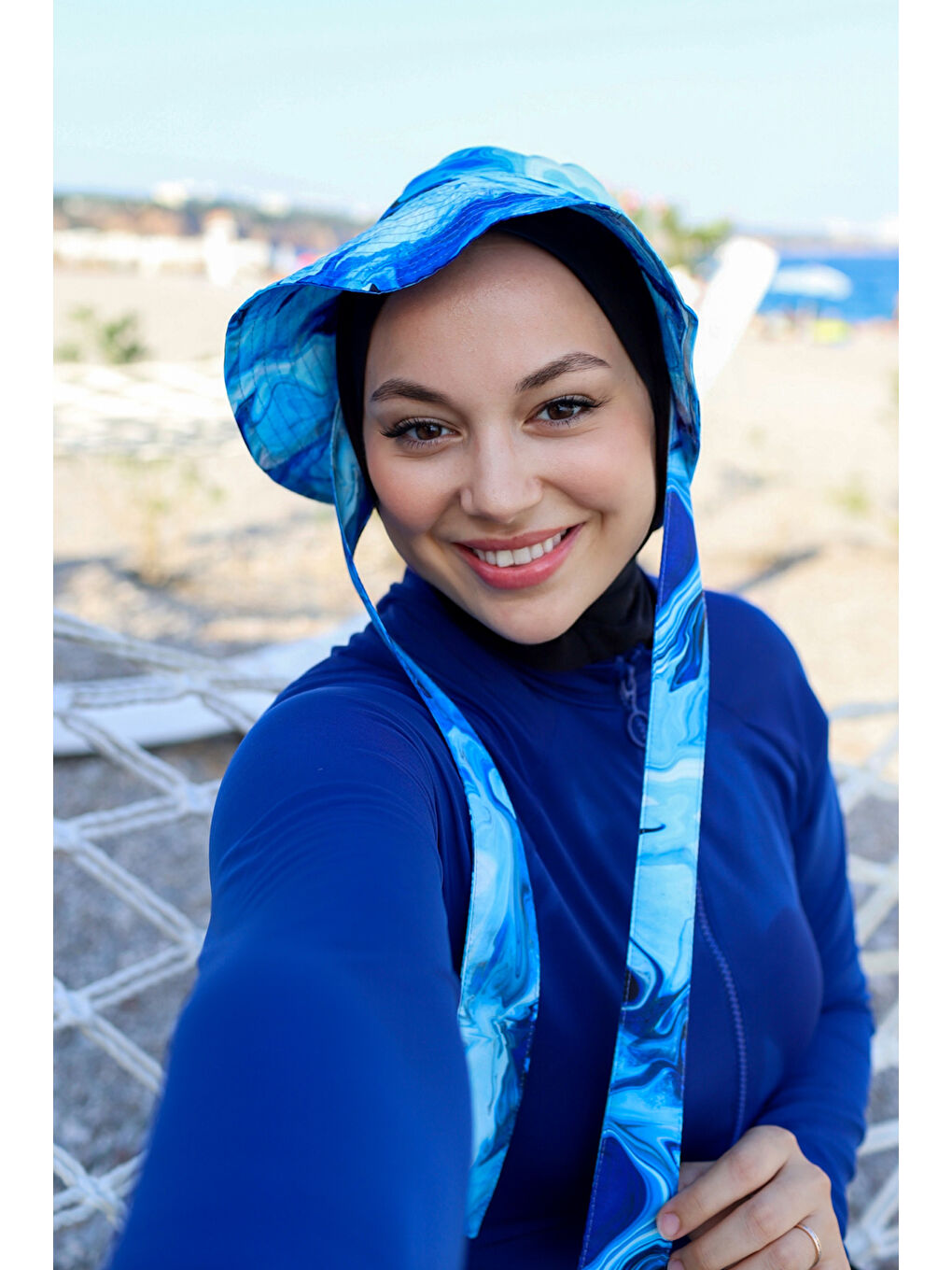 Lacivert Remsa Bağlamalı Bucket Şapka RŞBUC-02 Dalgalar-2