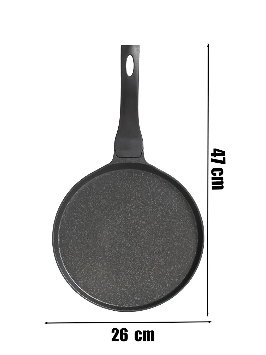 Siyah Dayanıklı Yuvarlak Granit Krep Tavası 26 Cm