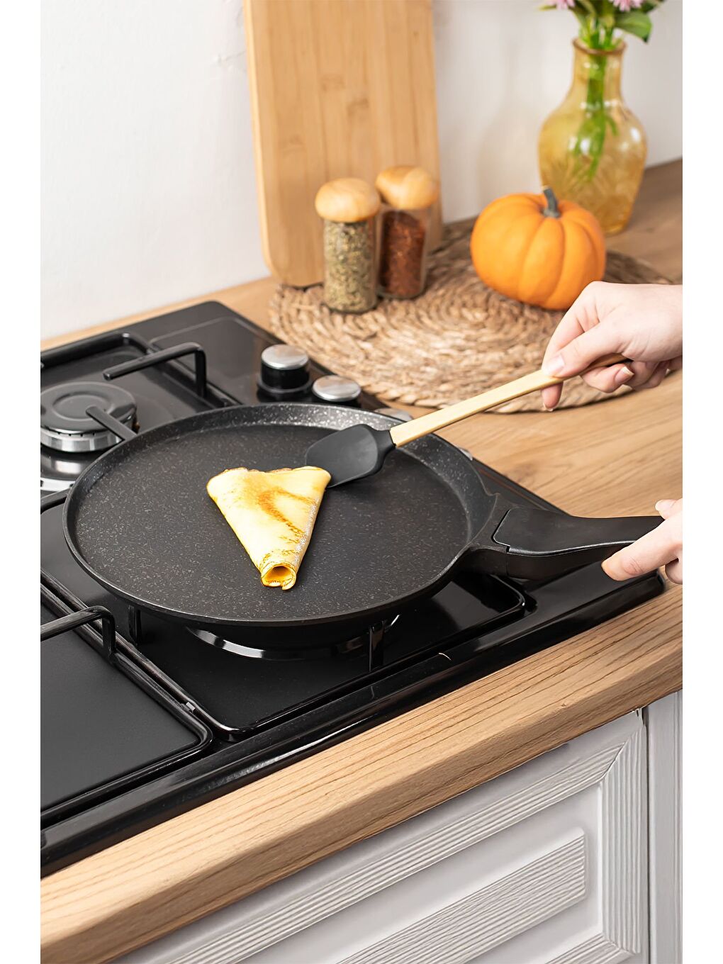 Siyah Dayanıklı Yuvarlak Granit Krep Tavası 26 Cm-2