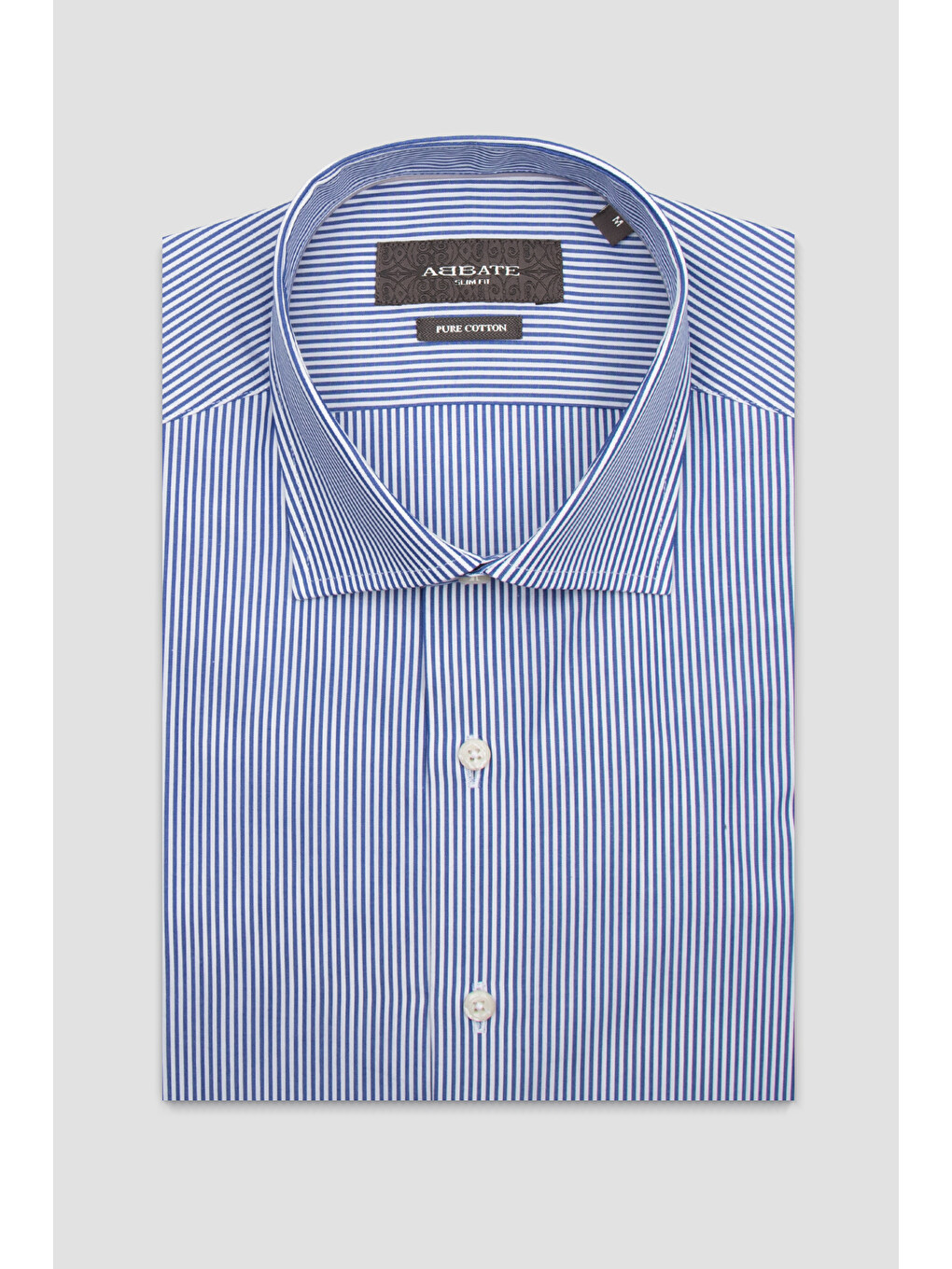 Marco Poplin Pamuklu Slim Fit Lacivert Klasik Yaka Erkek Çizgili Gömlek-1