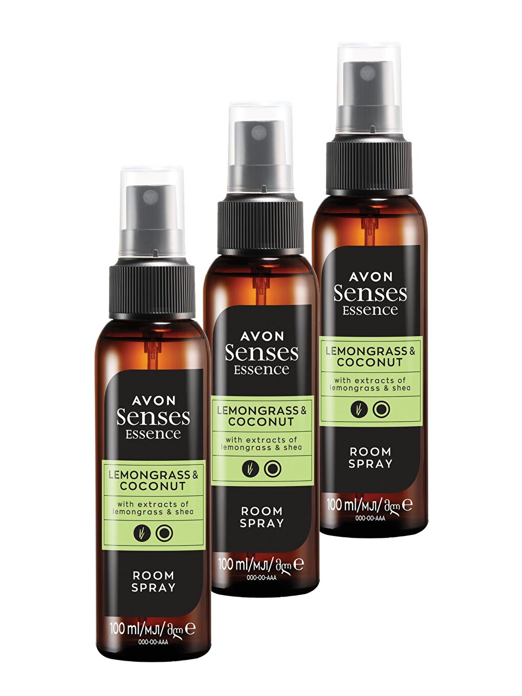 Renksiz Limon Otu ve Hindistan Cevizi Kokulu Oda Spreyi 100 ml Üçlü Set