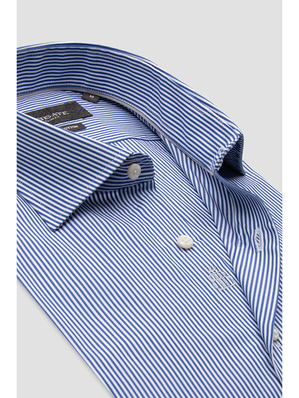 Marco Poplin Pamuklu Slim Fit Lacivert Klasik Yaka Erkek Çizgili Gömlek-3
