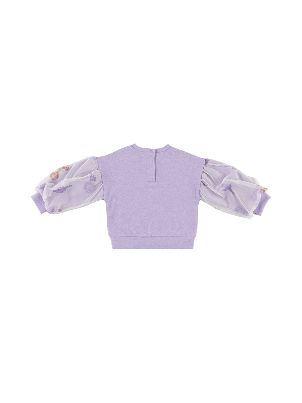 Panço Mor Kız Çocuk  Kolları Tül Detaylı Sweatshirt - 1