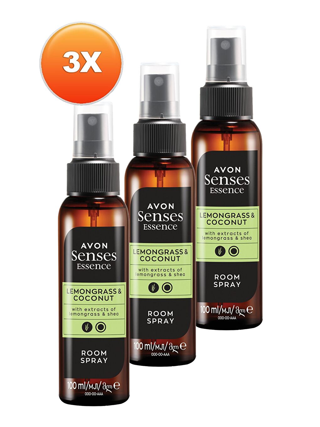 Renksiz Limon Otu ve Hindistan Cevizi Kokulu Oda Spreyi 100 ml Üçlü Set-1