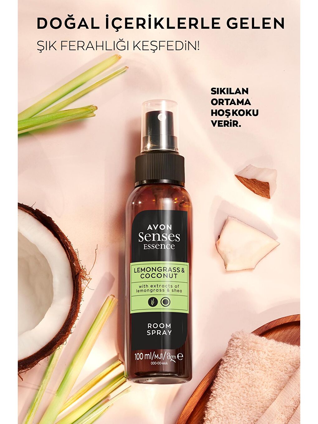 Renksiz Limon Otu ve Hindistan Cevizi Kokulu Oda Spreyi 100 ml Üçlü Set-2