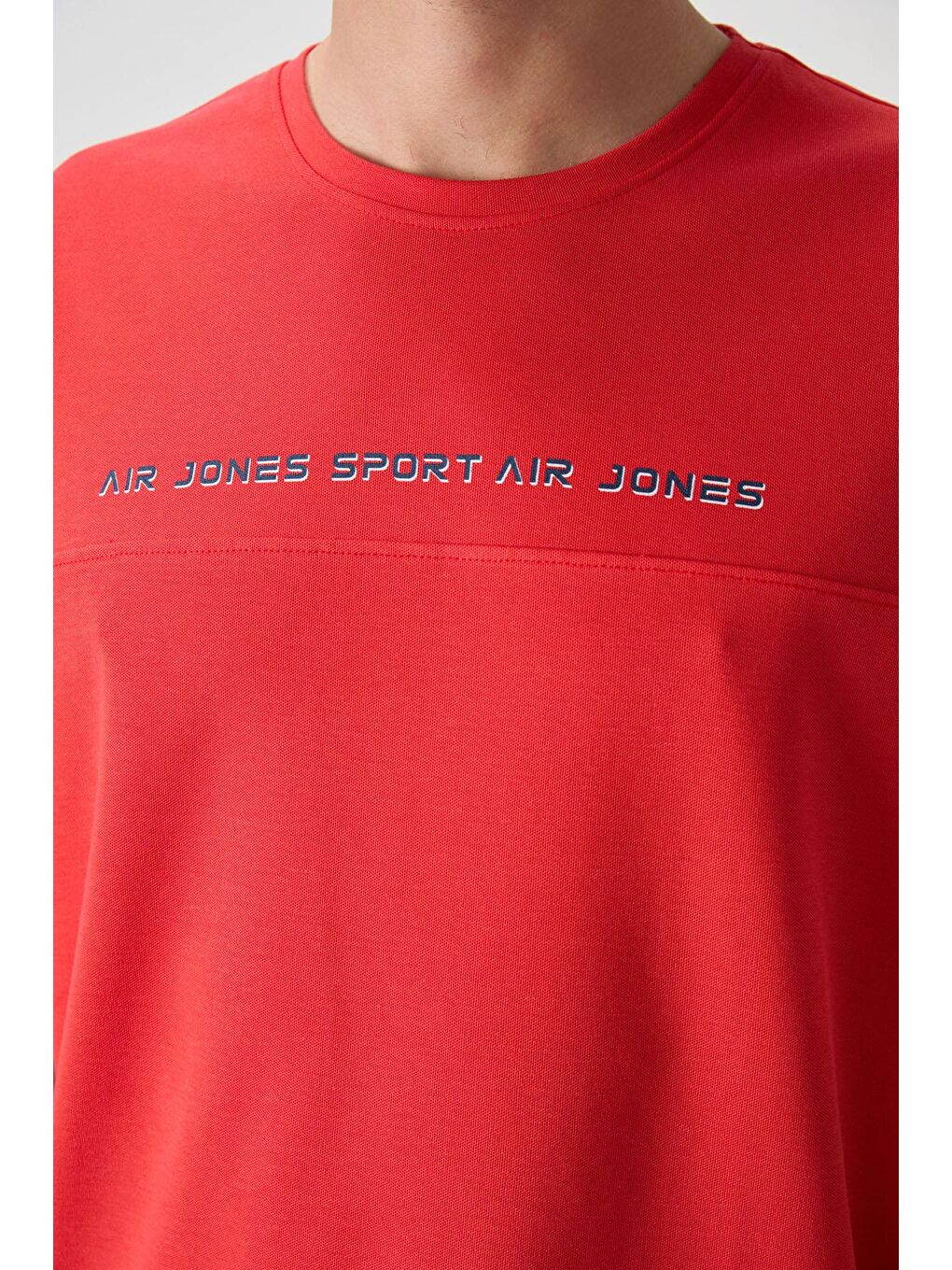 AIR JONES Kırmızı Pamuklu Kalın Yüzeyi Dokulu Oversize Fit  Baskılı Erkek T-Shirt - 88371 - 2