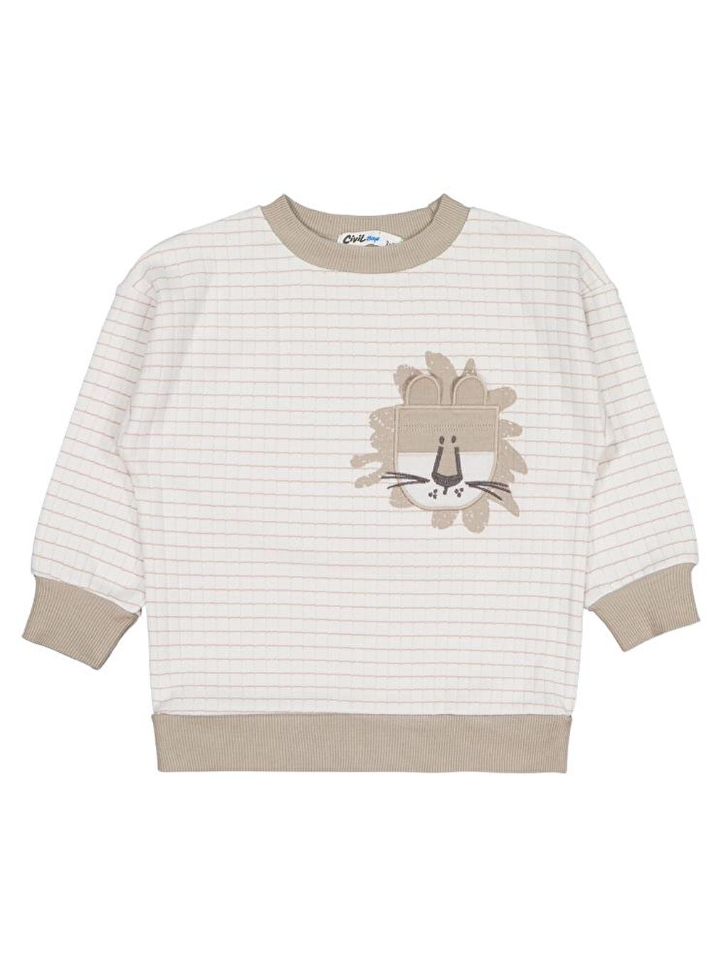 Boys Aslan Nakışlı 2-5 Yaş Sweatshirt - Bej 2-3 Yaş