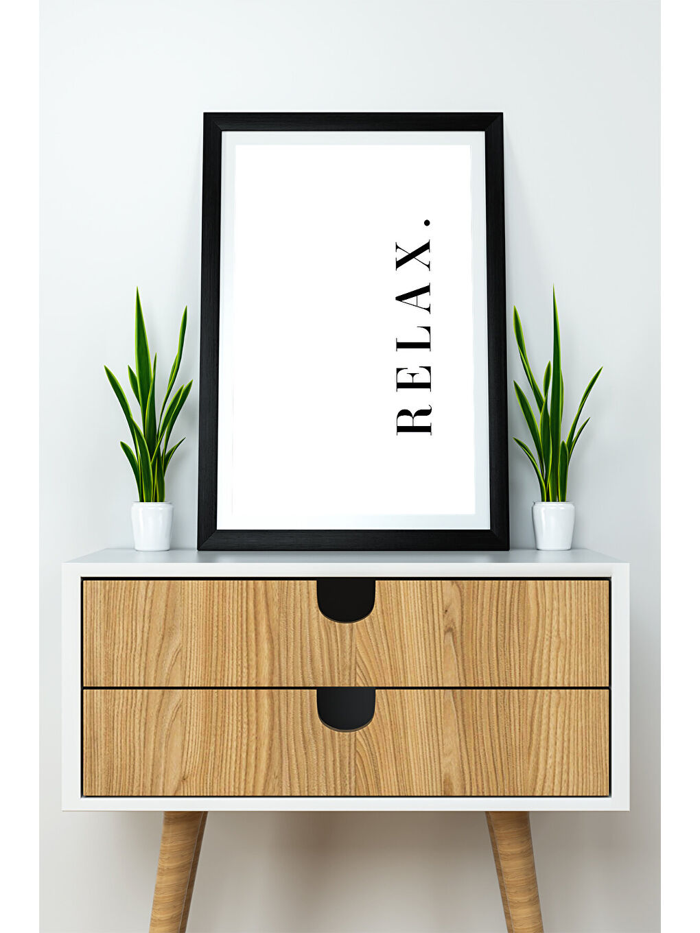 Beyaz Tek Parça 20x30 Cm Çerçeve Görünümlü Yazılı Mdf Tablo "Relax"