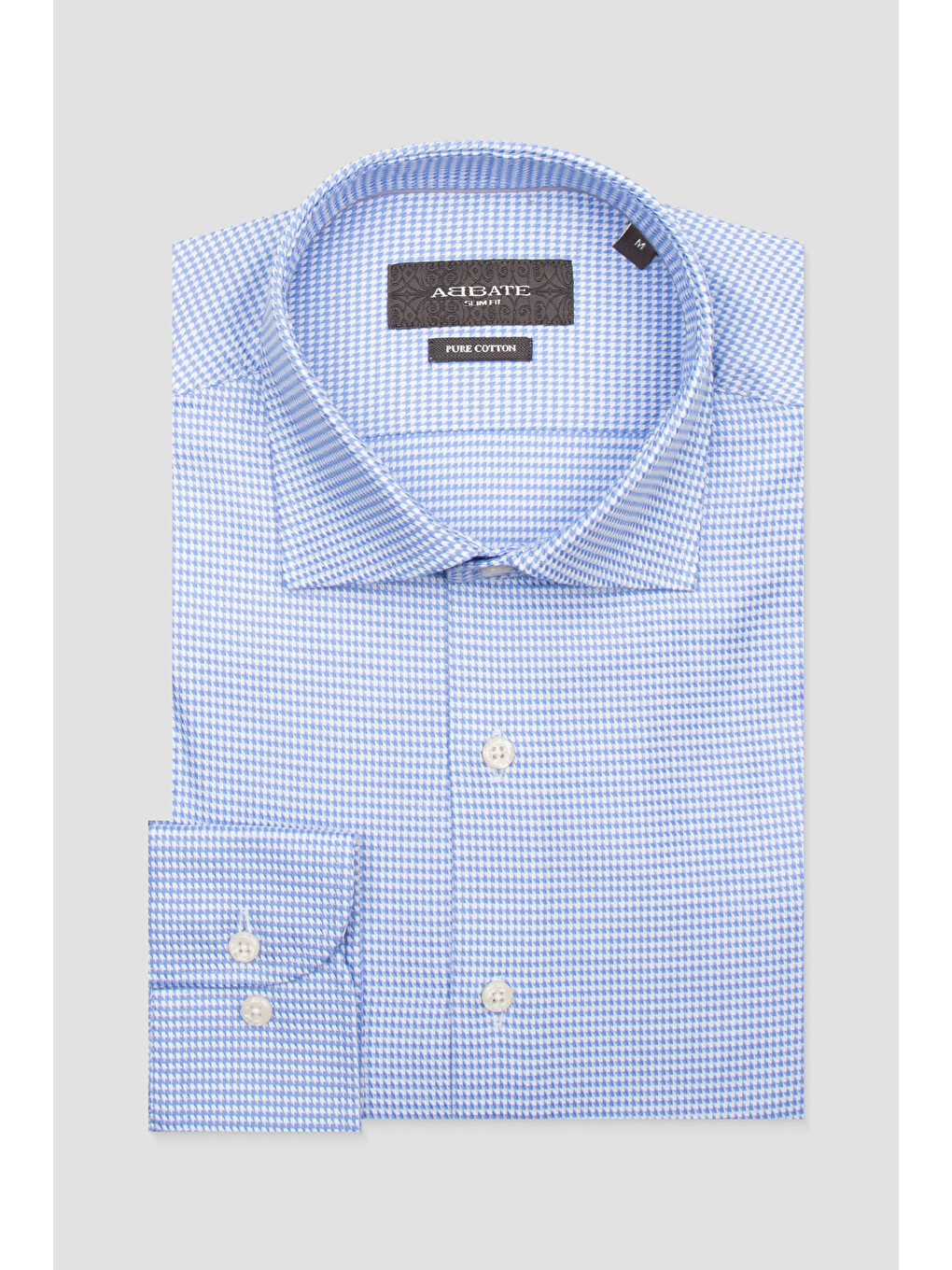 Marco Armür Pamuklu Slim Fit Açık Mavi Klasik Yaka Erkek Desenli Gömlek-3