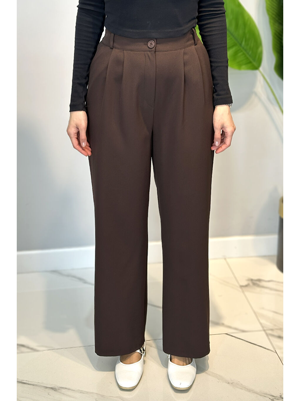 Kahverengi Palazzo Pantolon 01 Kahve
