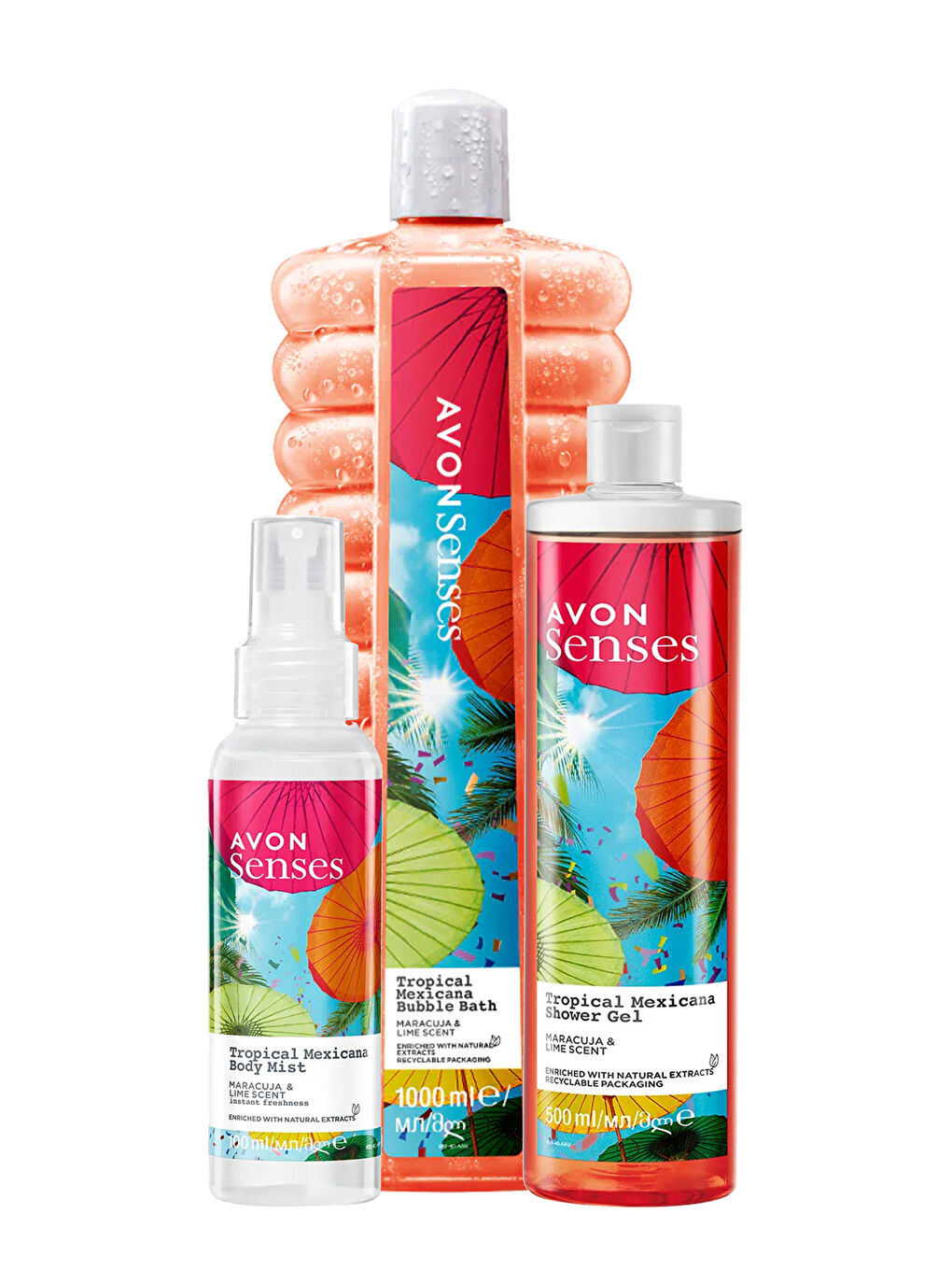 AVON Renksiz Tropical Mexicana Banyo Köpüğü Duş Jeli ve Vücut Spreyi Paketi