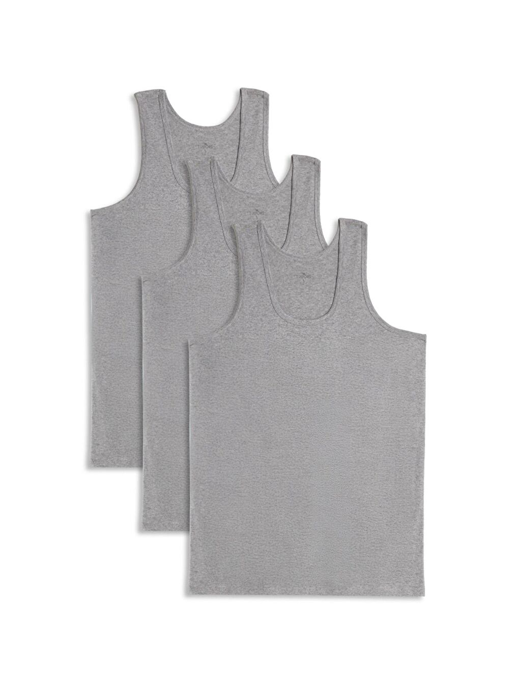 3 Adet Compact Penye Gri Erkek Atlet Pamuklu Standart Fit Normal Kesim 3'Lü Paket