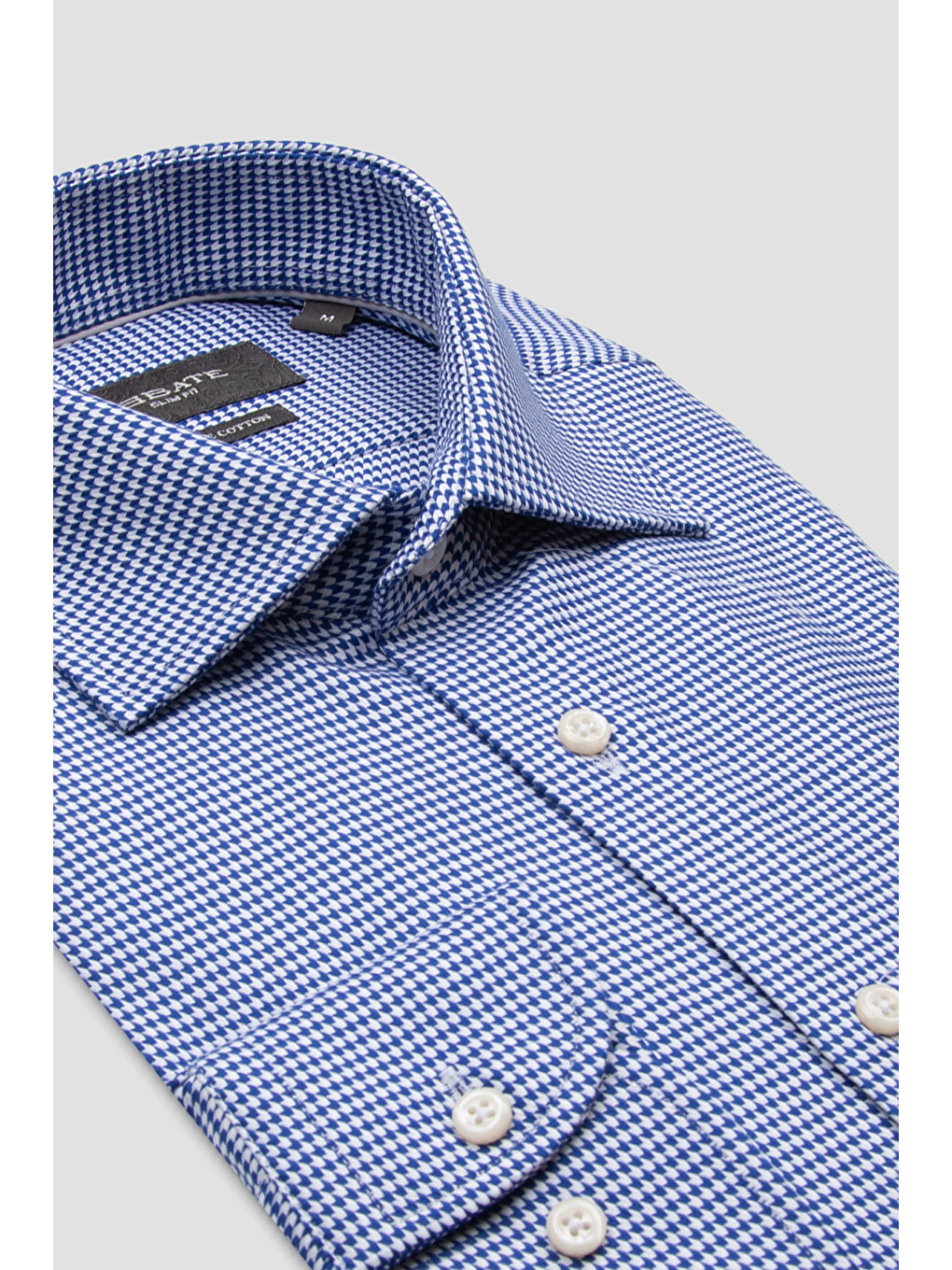 Marco Armür Pamuklu Slim Fit Lacivert Klasik Yaka Erkek Desenli Gömlek-1