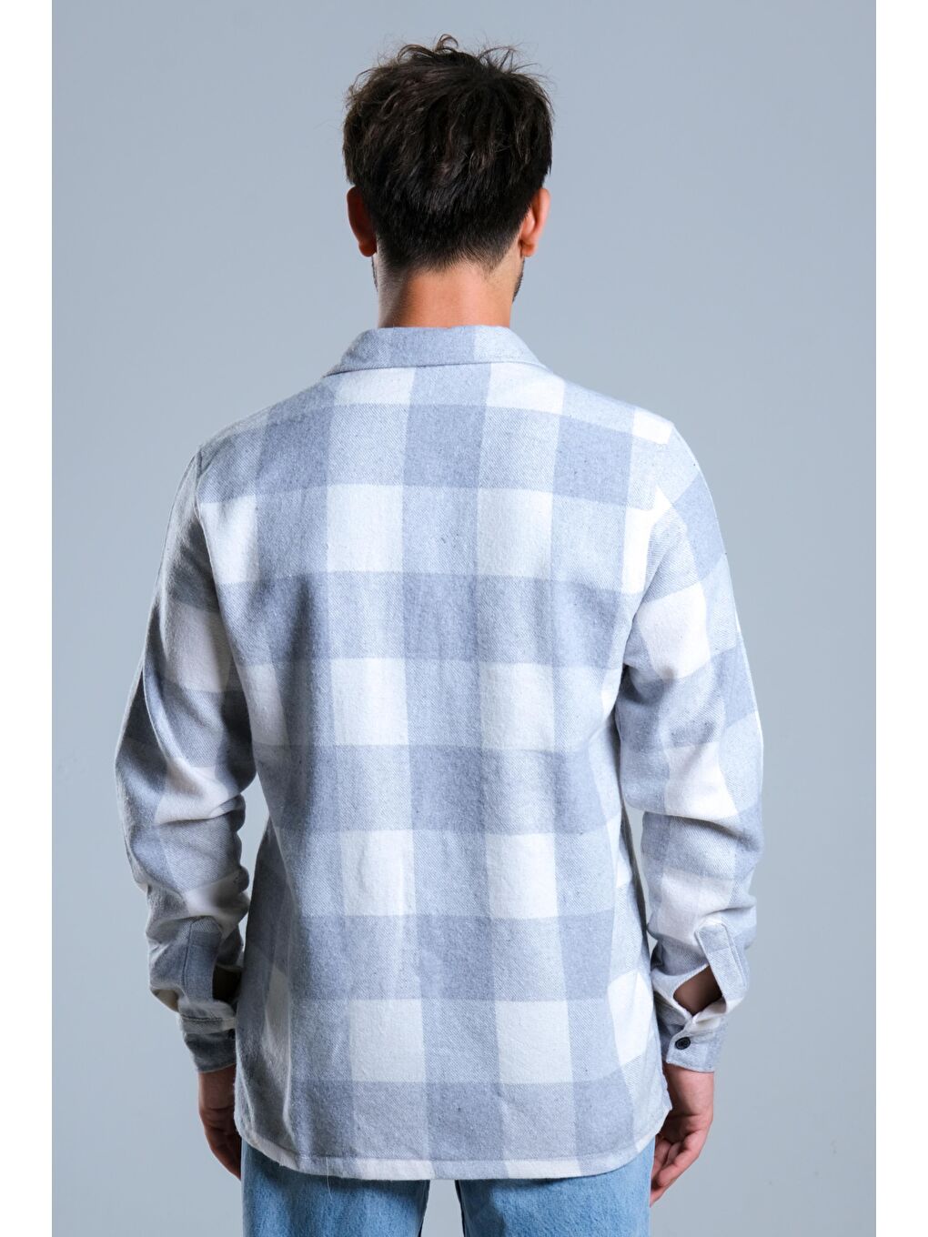 Ekru Çıkarılabilir Kapüşonlu Cepli Kışlık Erkek Oduncu Gömlek MAR4170-7