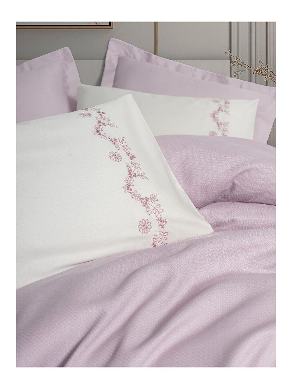 Karışık Pamuk Box Serenity Bambu Çift Kişilik Pike Takımı Vaila Lila-1