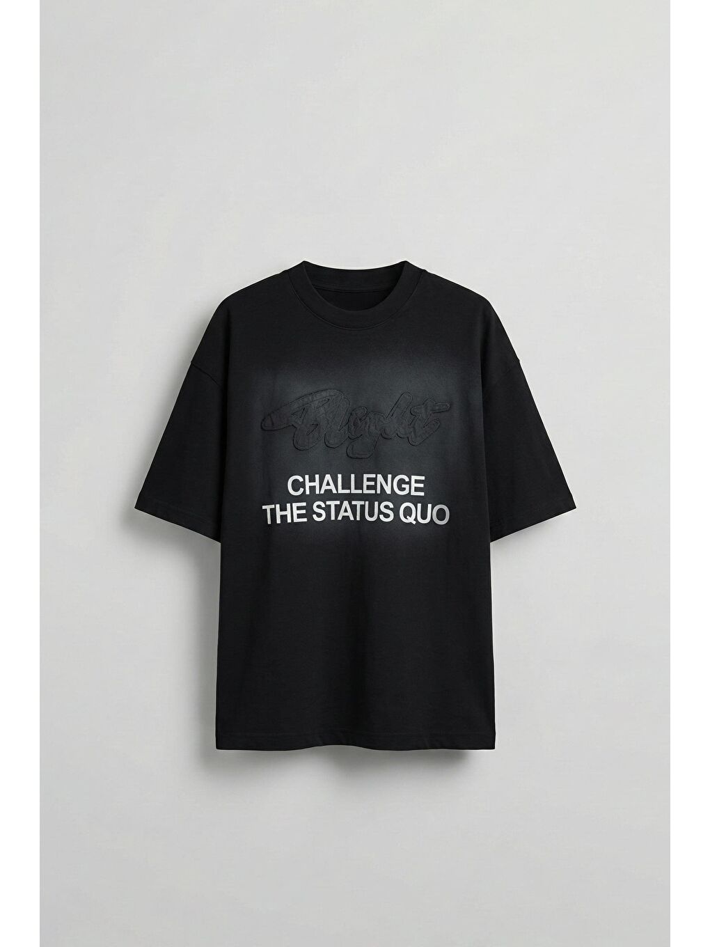 Erkek Oversize Baskılı Yıkamalı T-Shirt Siyah
