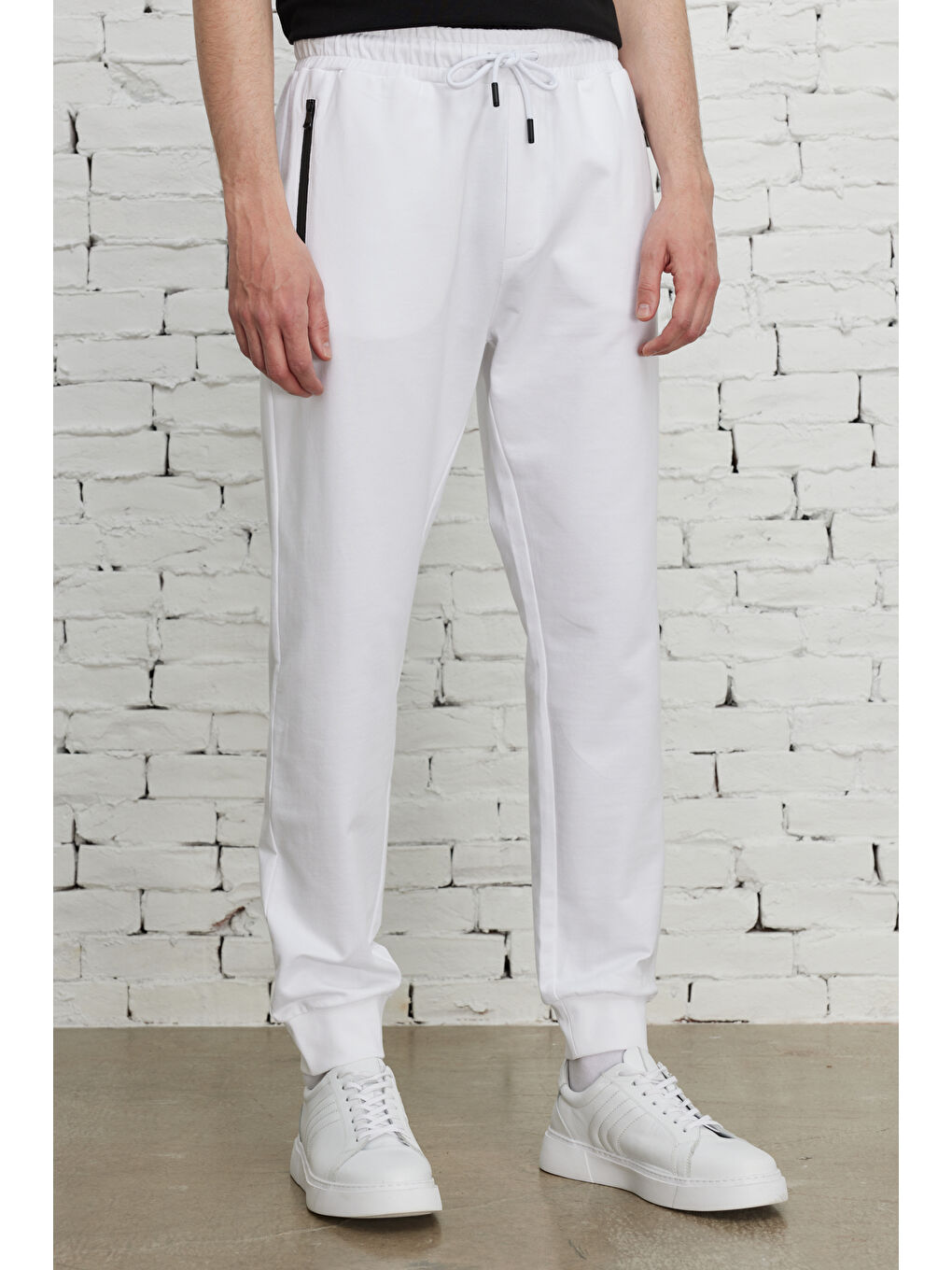 Erkek Beyaz Standart Fit Normal Kesim Eşofman Altı