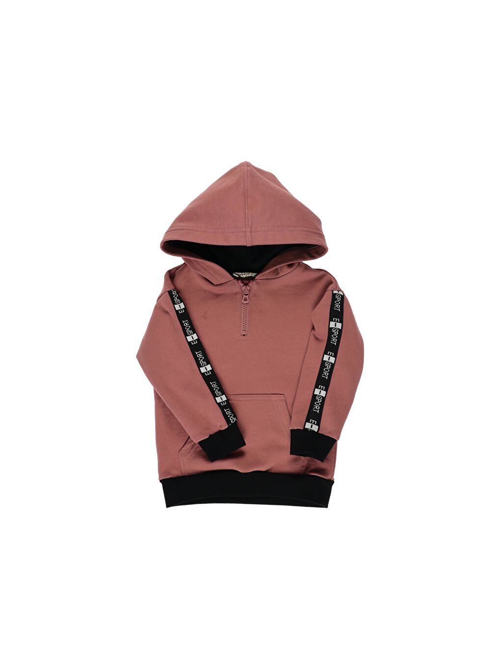 Panço Pembe Erkek Çocuk  Kapüşonlu Kolları Şerit Detaylı Sweatshirt - 2