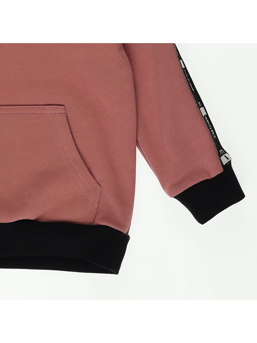 Panço Pembe Erkek Çocuk  Kapüşonlu Kolları Şerit Detaylı Sweatshirt - 3