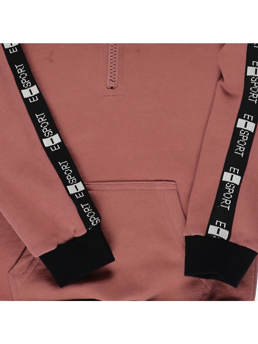 Panço Pembe Erkek Çocuk  Kapüşonlu Kolları Şerit Detaylı Sweatshirt - 4