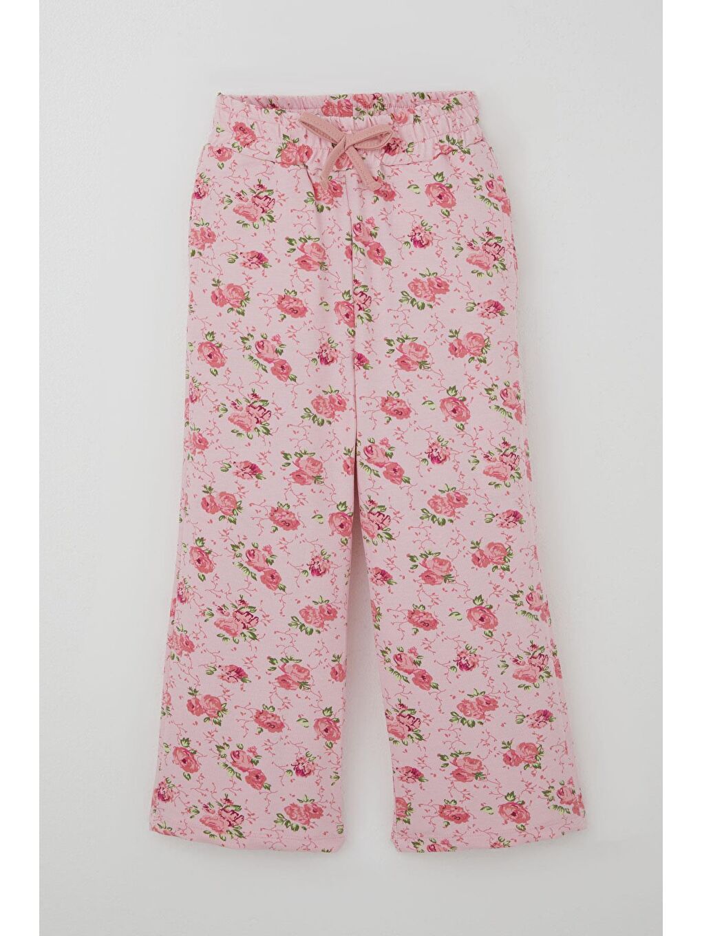 Pembe Kız Çocuk Eşofman Takımı Fiyonk Baskılı Pantolonu Çiçek Desenli Gülkurusu (1.5-5 Yaş)-2