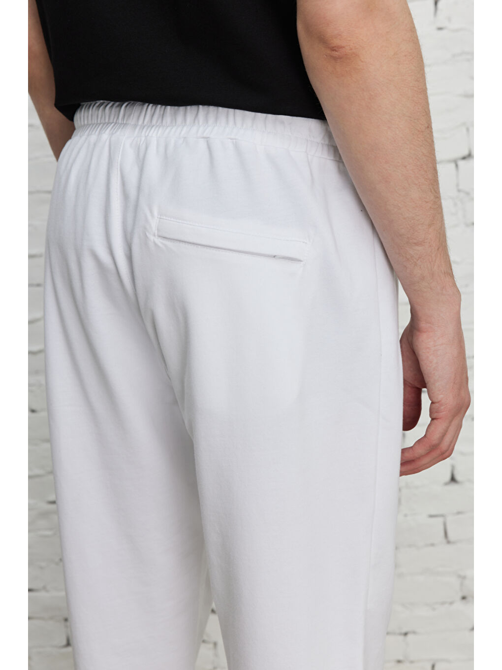 Erkek Beyaz Standart Fit Normal Kesim Eşofman Altı-5