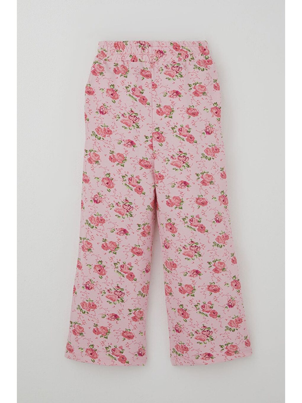 Pembe Kız Çocuk Eşofman Takımı Fiyonk Baskılı Pantolonu Çiçek Desenli Gülkurusu (1.5-5 Yaş)-4