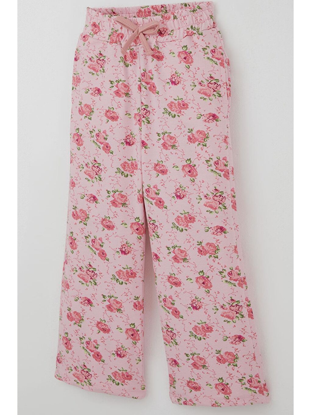 Pembe Kız Çocuk Eşofman Takımı Fiyonk Baskılı Pantolonu Çiçek Desenli Gülkurusu (1.5-5 Yaş)-6