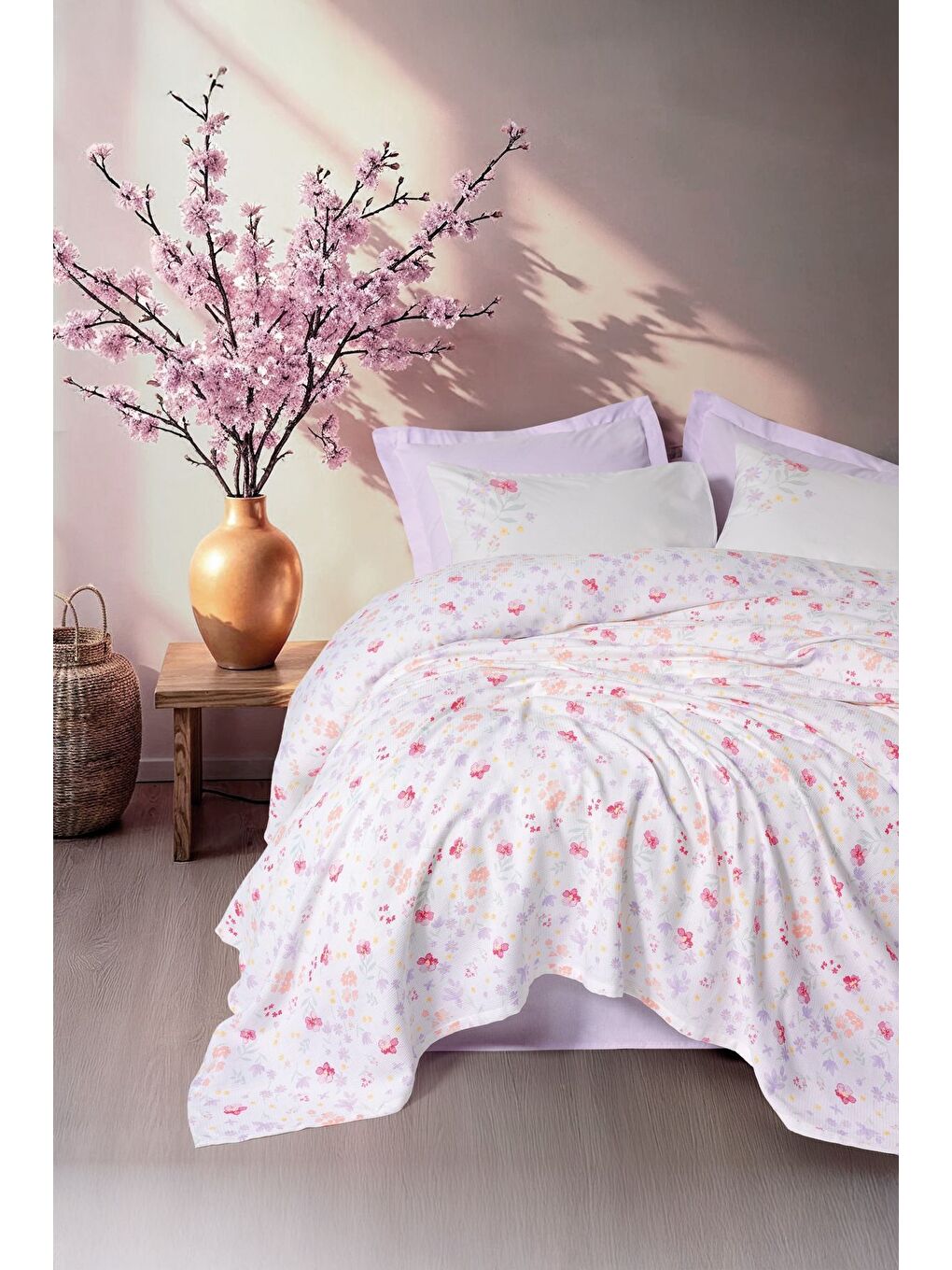 Karışık Pamuk Box Estiva Çift Kişilik Pike Takımı Winsome Lila