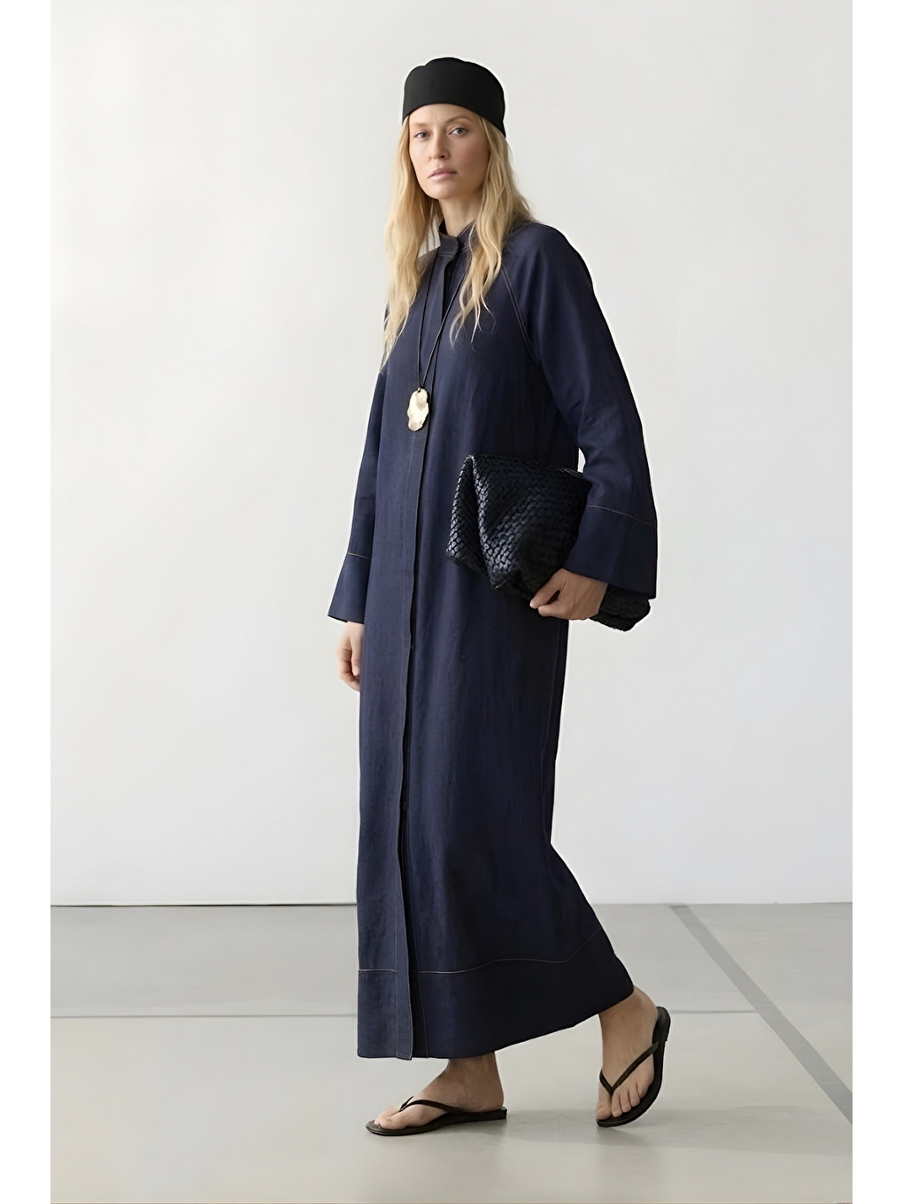 Ferace Denim Elbise Lacivert-1