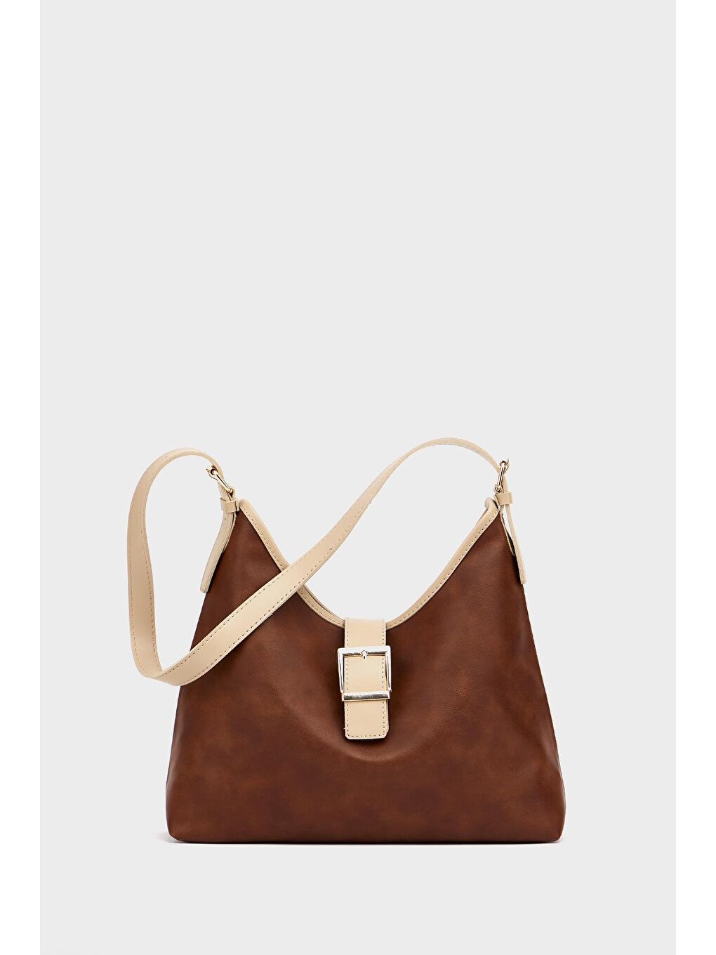 Kahverengi Gold Toka Detaylı  El Ve Omuz Çantası Taba-1