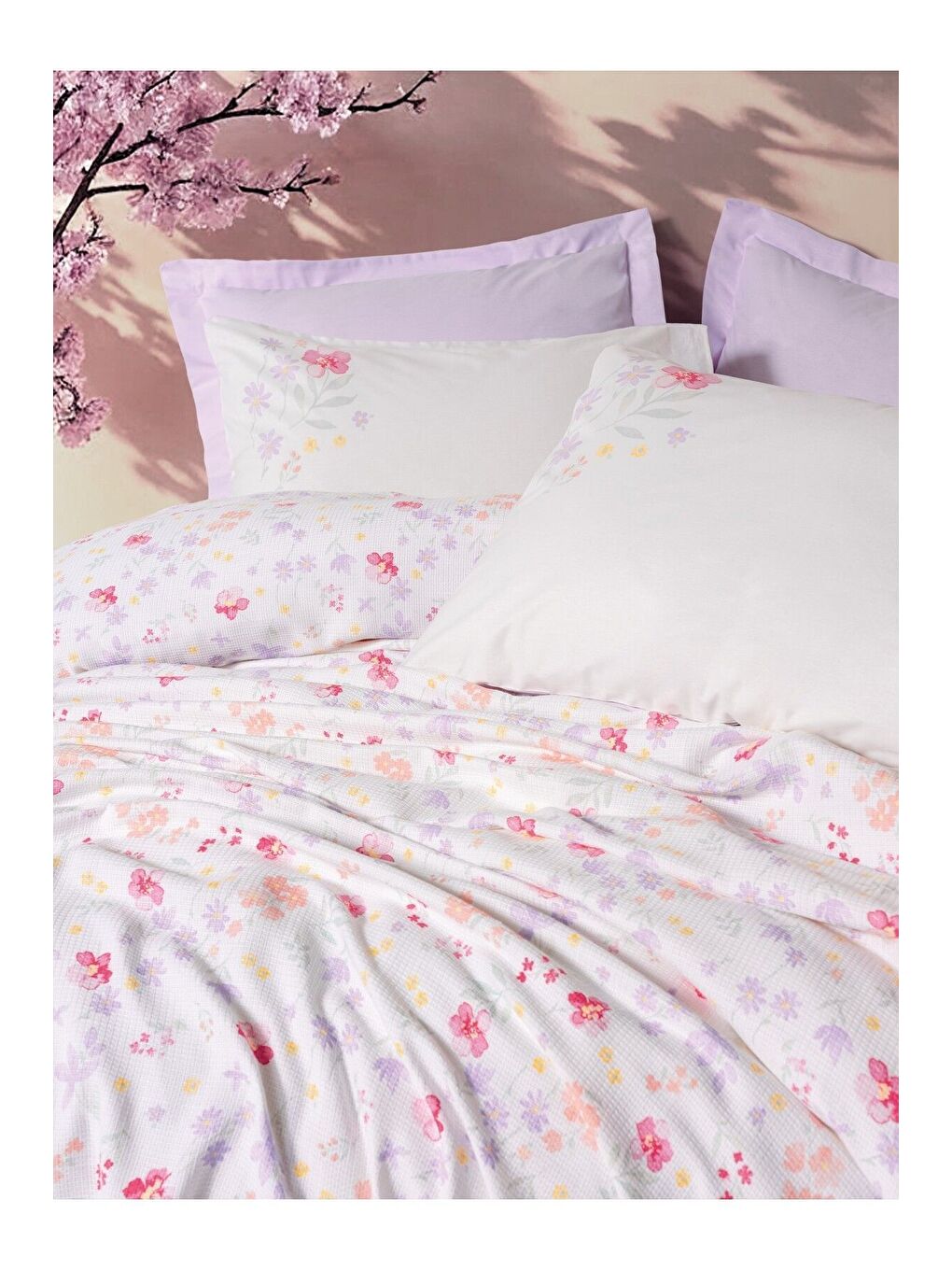 Karışık Pamuk Box Estiva Çift Kişilik Pike Takımı Winsome Lila-1