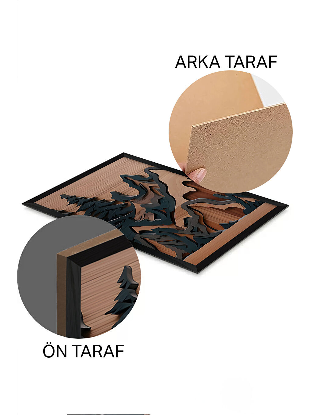 Beyaz 3 Parça Siyah Çerçeve Görünümlü MDF Poster Tablo Seti - Set 12 - ERSY3DSYHSET12-1520-1