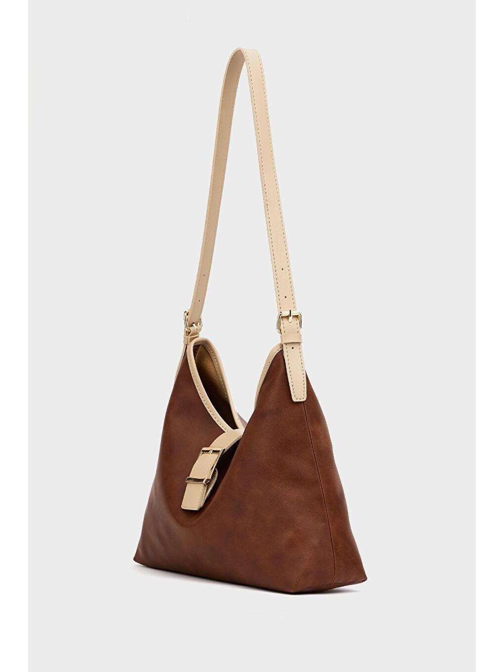 Kahverengi Gold Toka Detaylı  El Ve Omuz Çantası Taba-2