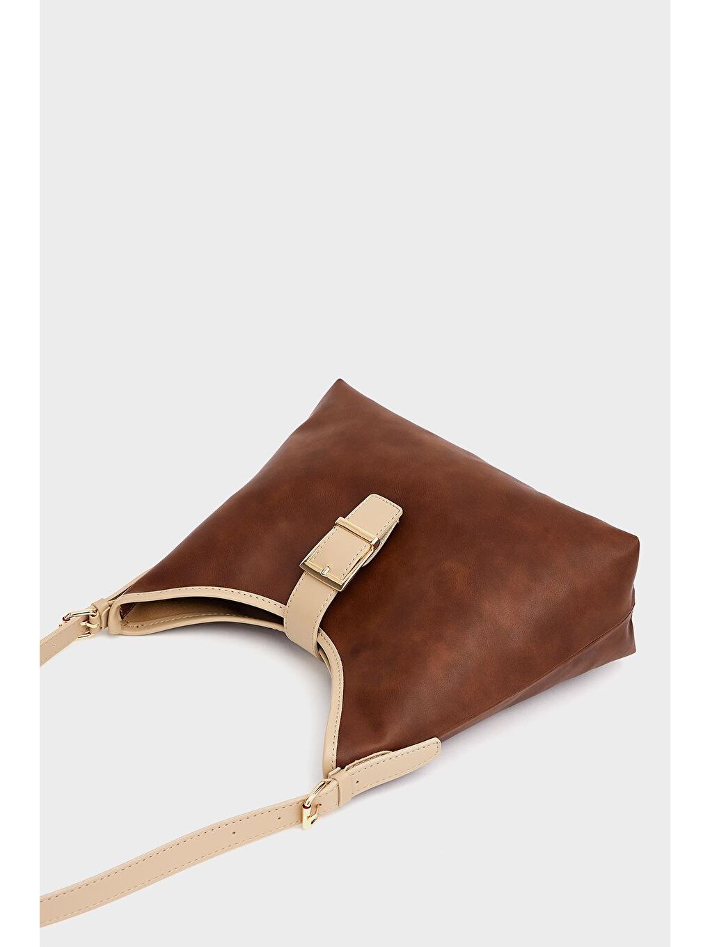 Kahverengi Gold Toka Detaylı  El Ve Omuz Çantası Taba-3