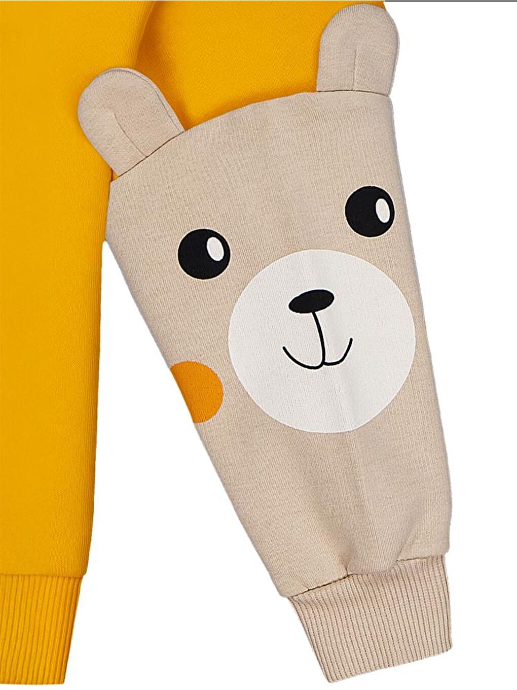 Sarı Boys Kolları Ayı Baskılı 2-5 Yaş Sweatshirt - Hardal 2-3 Yaş-1