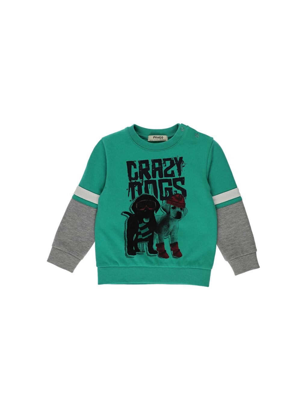 Yeşil Erkek Çocuk Blok Renk Şeritli Baskı Detaylı Sweatshirt