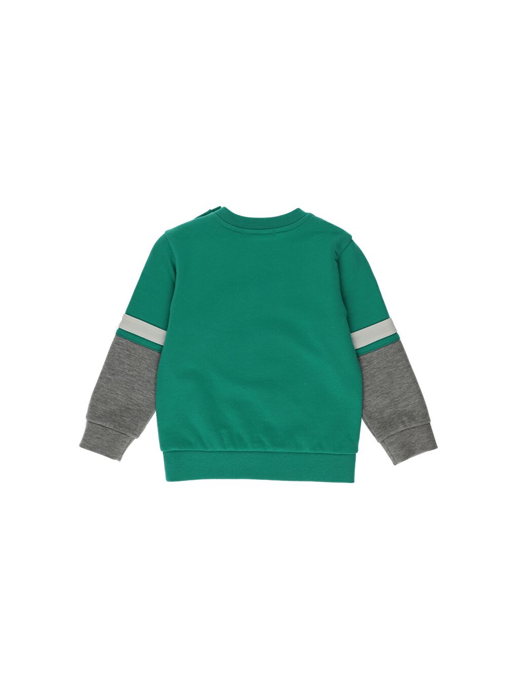 Yeşil Erkek Çocuk Blok Renk Şeritli Baskı Detaylı Sweatshirt-1