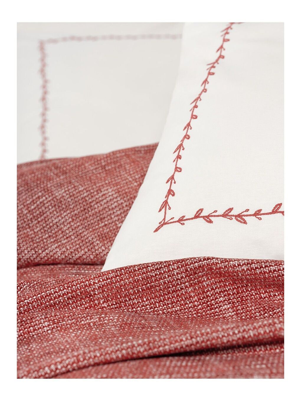 Karışık Pamuk Box Embrova Çift Kişilik Pike Takımı Şönil Loom Bordo-2