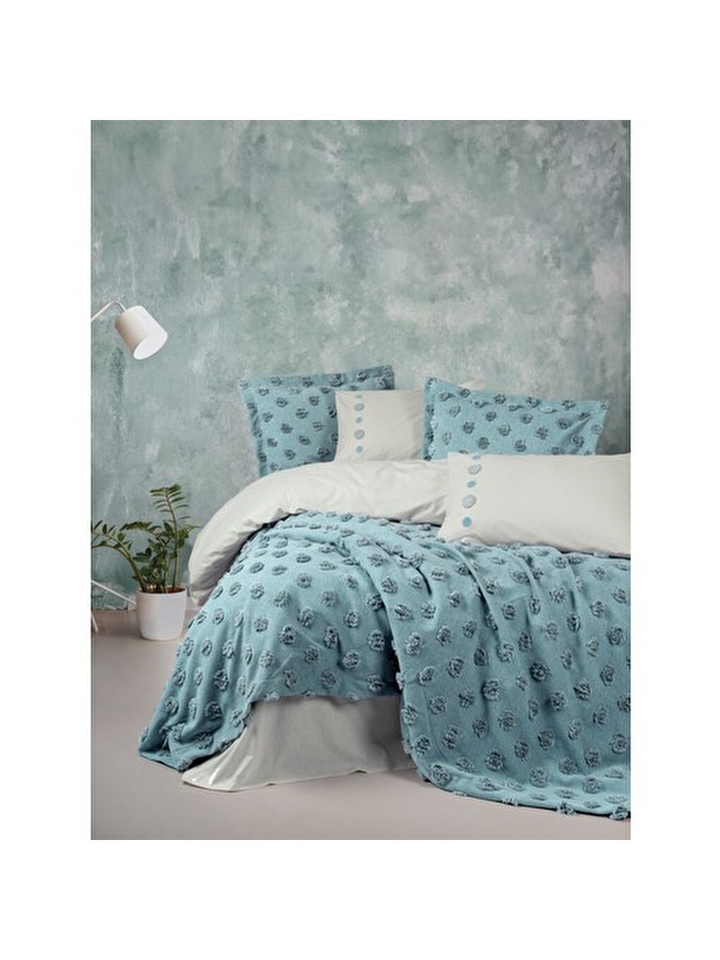 Karışık Pamuk Box Limi Yatak Örtülü Nevresim Takımı Aldo Mint
