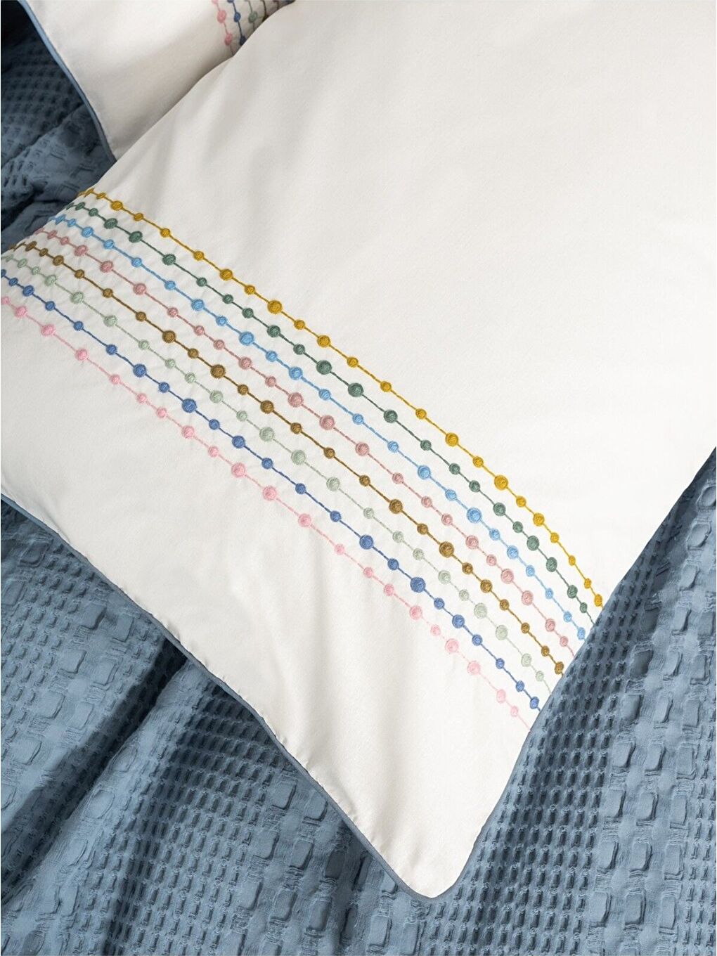 Karışık Pamuk Box Aura Çift Kişilik Pike Takımı Pebble indigo-2