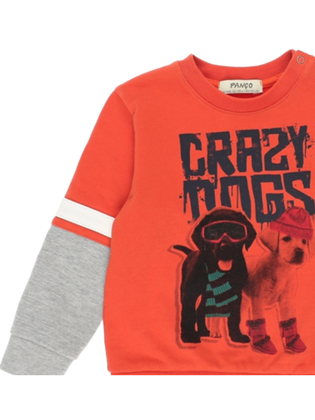 Turuncu Erkek Çocuk Blok Renk Şeritli Baskı Detaylı Sweatshirt-2