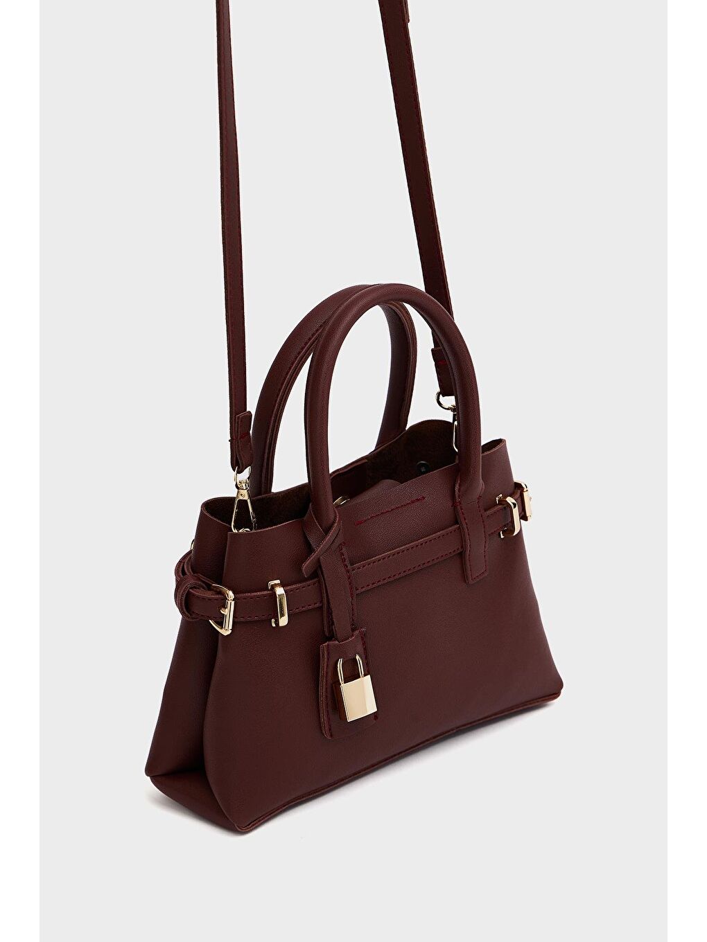 Mini Kilit Detaylı El Ve Omuz Çantası Bordo-2